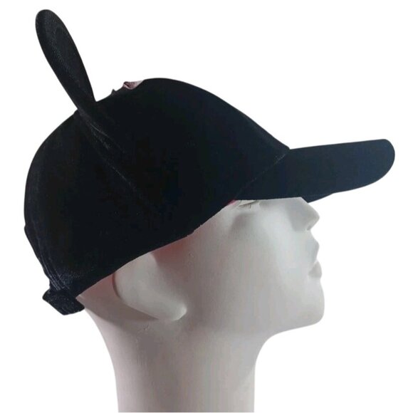 New Minnie Mouse Ears Adult Velvet Adjustable Hat Cap With Pink Floral Bow - Picture 8 of 10